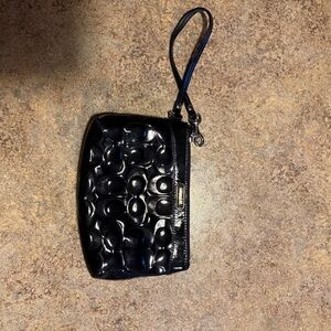 Coach Black Embossed Wristlet